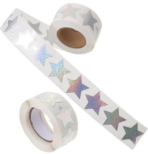 FOYTOKI 2rollen Aufkleberrolle Mit Sternenmotiv Holographische Scrapbooking Sticker Für Kreative Wanddekoration Für Lehrer Für Bastelprojekte Und Belohnungen