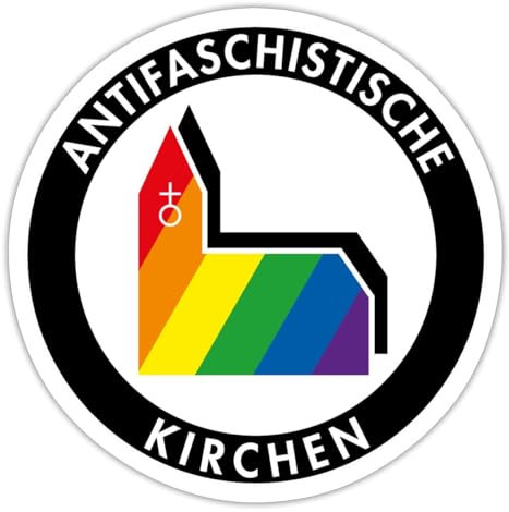Spreadshirt Antifaschistische Kirchen Christliche Antifa Sticker Aufkleber, 10 x 10 cm, Mattweiß