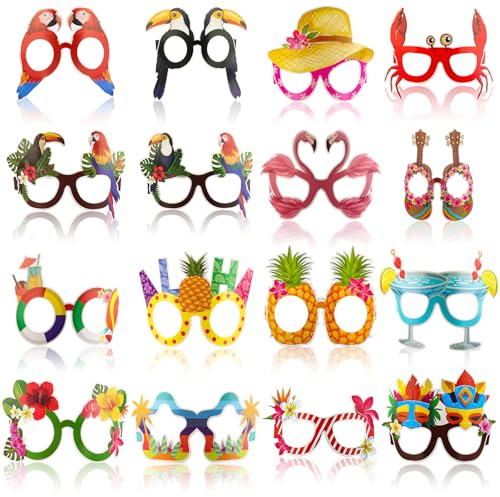 Coicok 32 Paires Lunettes de Fête Hawaïennes, Plage Accessoire, Lunettes et Accessoires de Fête, Fête Lunettes pour Enfants Adultes, Décorations et Accessoires de Fêtes pour Anniversaires Mariage Noël