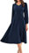 GRACE KARIN Lddies' Casual V Neck A Line Dress Vintage Mediaeval Long Sleeves Chiffon Dress Navy Blue M