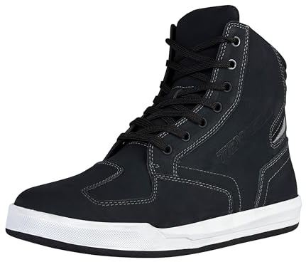 Texpeed Stivali Da Moto Uomo CE Omologati - Protettivi Da Moto ScarpeIin Pelle da motociclista Rialzate - Blu Grigio - Courte Longueur - Taglia 45 EU