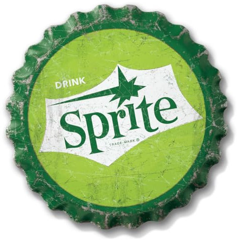 Desperate Enterprises Sprite Bottle Cap Sign - Garage Signs - Coca-Cola Signs - Vintage Metal Signs - Made in the USA - 18 Round