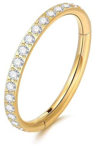 HENYQANN Piercing Anello Piercing Setto Piercing Naso Conch Daith Elica Trago Cartilagine Piercing Labbro Gioielli Cubo Zircone Oro Argento Oro Rosa 16G