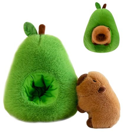 XPJBKC 2 in1 Capybara Kuscheltier, 35CM Capybara in Avocado Plüschtier, Niedlich Avocado Plüschtier, Abnehmbare Cute Plushies, Super Weiche Gefüllte Spielzeug Plüsch für Home Deko
