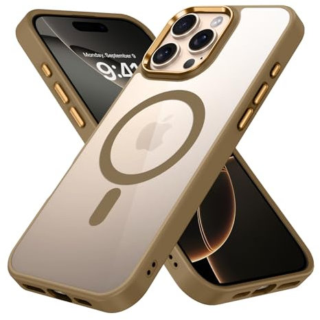 DUEDUE Cover Magnetica per iPhone 16 Pro 6.3[Compatibile con MagSafe], Custodia Alta Transparente per iPhone 16 Pro Case Ultra-Sottile TPU Silicone Anti-Scivolo, Ricarica Wirelesse, Titanio sabbia