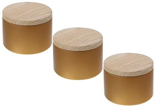 SEWACC 3 Pièces pot de bougie bougeoir chandelier Bocaux à bougies DIY candle bol à bougie boîte de bougie vide Fournitures pour la maison récipient en fer pour bougie le fer Golden