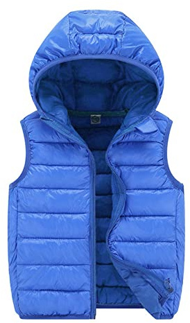 Doudoune sans Manche Enfant Garcon Fille Duvet Hiver Matelassé Veste à Capuche Gilet Couleur Unie D'Extérieur Chaud Gilets à Capuche avec Zippée Manteau en Duvet Veste Légère Manteau Chaud Coupe-Vent