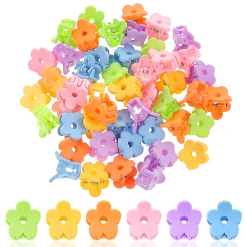 48 mollette per capelli a forma di fiore, piccolo fermaglio per capelli a forma di fiore, 6 colori hawaiani, fermagli per capelli opachi, da donna, antiscivolo, con fiori, multicolore