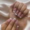 24Pcs Square French False Nails with Full Coverage & Glossy Finish - Long & Arcylic Press-Ons with Glue - Perfect Stick-On Nails for Women & Girls (French Heart Design)