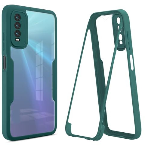 Jiajihua Funda Compatible con Realme 6 Pro,Compatible con Realme 6 Pro Protector de Pantalla Incorporado Funda para teléfono 2 en 1 Green
