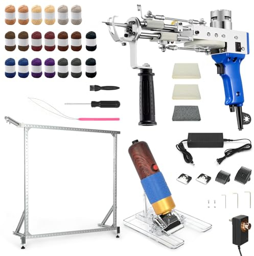 lesolar Teppich-Tuftingpistole Starter Kit 3 in 1, Flor Teppichpistole mit Tufting-Stoff, 27,5-39,4 (max) im Tufting-Rahmen und Teppichschneider Ideal für Paare oder Familien, die kreativen Spaß