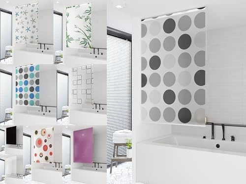 probath Basic DUSCHROLLO 14 Motive UND 13 Breiten ZUR Wahl DUSCHVORHANG SCHWARZ GRÜN Weiss TRANSPARENT BLAU HELLGRAU (3D Mosaik, 160x240 cm)