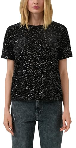 s.Oliver Damen 2172299 Pailletten-Shirt (1er Pack)