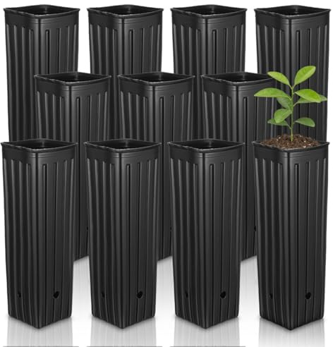 SOIMISS 30 Stück Pflanzsäcke Kunststoff Verdickte Anzuchtbeutel Für Gartenpflanzen Setzlinge Bäume Tiefwurzler Wurzelbelüftung Gewächshaus Balkon Gartensäcke Schwarz 10 x 10 x 30 cm