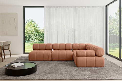 ALTDECOR Modulares Sofa Ecksofa in L-Form Corner modular Sofa Eckcouch Couch Wohnlandschaft Cauchsofa Polstersofa Mende-L2-285x190x70 cm Apricot