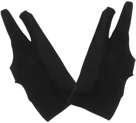 DEARMAMY 1 Pair Digital Drawing Glove Smudge Two Finger Design for Left and Right Hand Lightweight Breathable Artist Gloves for Drawing Tablet Fit for Creators and Designers