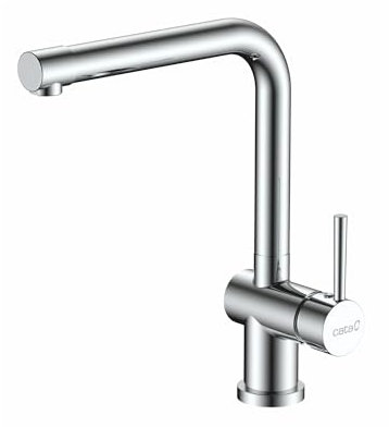 CATA Grifo De Cocina CSA CROMO/D Monomando Caño Bajo Giratorio 360º Acero Inoxidable Aireador Anticalcáreo Cartucho Cerámico Apertura En Frío Reductor Caudal 5L Conexión Flexible Acabado Inox