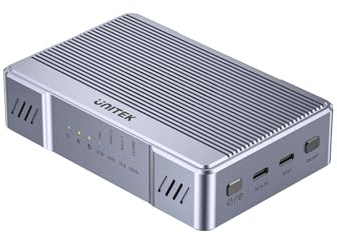 UNITEK SolidForce Carcasa Raid M.2 SSD de Doble Bahía 20Gbps, USB-C 3.2 Gen 2×2, Compatible con NVMe PCIe hasta 16TB, Raid 0/1 y clonación Offline, Carcasa de Aluminio con Ventilador