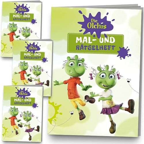4 Mal- und Rätselhefte * OLCHIS * mit 12 Seiten in DIN A6 | perfekt als Mitgebsel oder Geschenk | Die Olchi Malbuch Malen Malblock Kinder