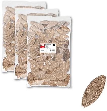 TOX Set XL spine Biscuit Wood in 3 misure P0/P10/P20 (3×250 pz), 4mm, 750 pz totali, giunzioni robuste, 015909016