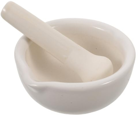 SOIMISS Mortero de Cerámica con Soporte y Triturador Manual de Especias y Granos para Cocina Multiuso para Mantequilla de Frutos Secos y Condimentos Compacto y Fácil de Limpiar