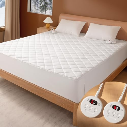 ESTINGO Heated Electric Under Blanket Bed Super King 180x200cm, Extra Large Heated Mattress Cover, 6 Heat Settings, 10H Timer Auto Off, Dual Control, Overheat Protection, CE & UKCA Certified, Washable