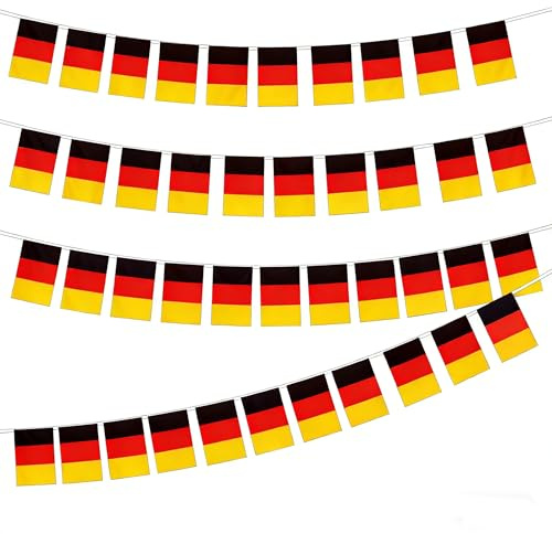 7m Deutschland Flagge Klein (14x21 Cm), Deutsche Deko Girlande, Deutschland Fanartikel, Fussball Wm 2026 Dekoration für Straße, Sportbar, Wohnzimmer
