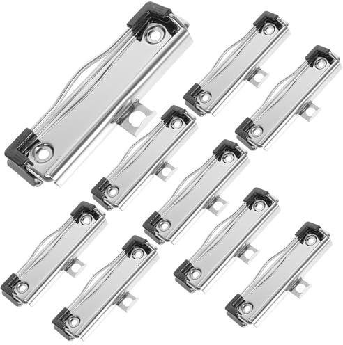 JECOMPRIS Lot de 15 Pinces à Documents Métalliques 10 Cm Poignée en Caoutchouc, Trou Suspendre Agrandissable, Accessoires de Bureau pour Classement et Fixation Murale