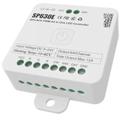 LED Dimmer Controller SP630E 12V 24V 5V 12-in-1 LED Controller for WS2811 WS2812B SPI 5050 2835 Monochrome RGB RGBW RGBCCT Light Strip(SP630E and RB3)
