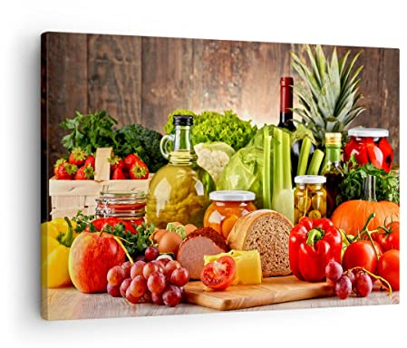 Lienzos decorativos Alimentos verduras brócoli carne Cuadro Sobre Lienzo Moderno 70x50cm Cuadros Decoracion Salon Dormitorio Cocina Cuadros Pared Imágenes Wall Art Prints Decor Canvas AA70x50-3182