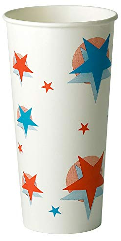 Star Design Paper Cups 22oz / 630ml - Sleeve of 50 - Disposable Drinks Cups, Milkshakes, Smoothies