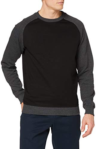 Urban Classics Herren 2-kleurige raglan ronde hals Pullover, Mehrfarbig (Blk/Cha 445), 3XL EU