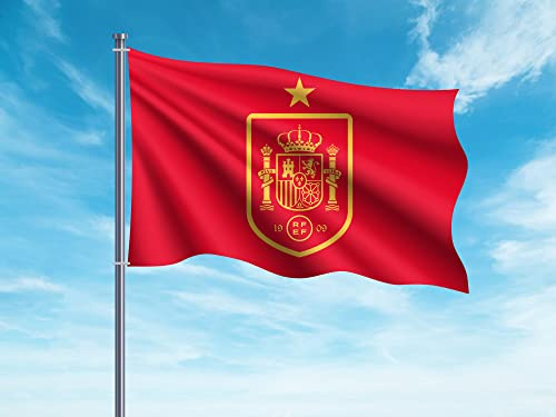 Oedim Bandiera Spagna di calcio mondiali 2018 russa 150 x 80 cm | Bandiera russa giocatori mondiale 2018 | rinforzato con nastro di nylon | ideale per appendere balcone e facciate | Design esclusivo