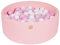 MEOWBABY Piscine à balles pour bébé – Fosses a Boules 90x30cm pour Enfants avec 200 balles – Piscine a Balle en Coton Enfant, Rose Clair