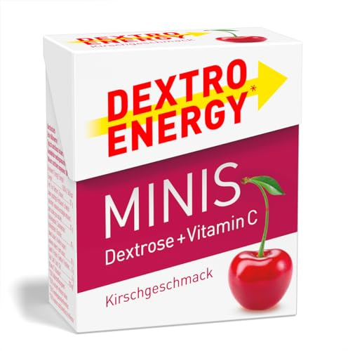 DEXTRO ENERGY MINIS KIRSCHE + VITAMIN C - 50 g (1 Stück) - Traubenzucker, schnelle Kohlenhydrate und Vitamin C für das Immunsystem, ideale Portionierung