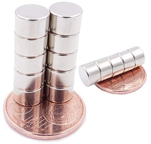 Brudazon | 15 Mini Scheiben-Magnete 8x5mm | N52 stärkste Stufe - Neodym-Magnete ultrastark | Power-Magnet für Modellbau, Foto, Whiteboard, Pinnwand, Kühlschrank, Basteln | Magnetscheibe extra stark