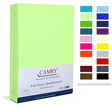 Camry Spannbettlaken 90x200cm - 100x200cm Hellgrün Baumwolle Bettlaken Jersey Spannbetttuch Oeko-Tex 100