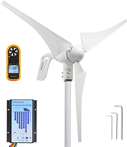 PIKASOLA Generatore di turbina eolica 12V 400W con regolatore di carica ibrido 30A. Come regolatore di carica solare e del vento che può aggiungere un pannello solare massimo 500W per batteria 12V.