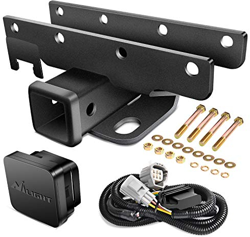 Nilight JK-61A Kit di gancio da traino per paraurti posteriore da 5 cm, compatibile con Jeep Wrangler JK 2007-2018 a 4 porte e 2 Unlimited, con 4 pin (esclusi i modelli JL)