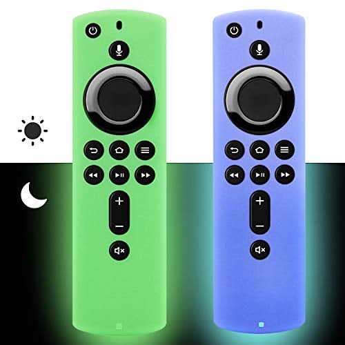 Firestick - Funda para mando a distancia (brilla en la oscuridad), compatible con Fire TV Stick 4K Alexa Voice Control (verde y azul cielo)