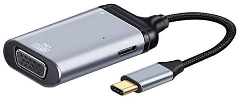 Cablecc USB-C Type C to VGA RGB Converter HDTV Adapter 60hz 1080p with Female PD Power Port