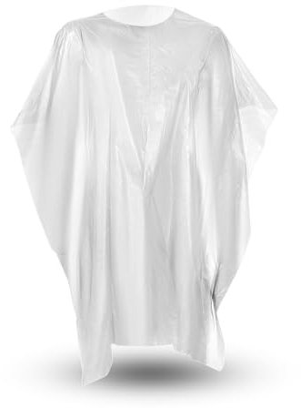 MUNTRADE Capa Desechable Peluquería de Polietileno Impermeable 130 x 110 cm | 50 unidades | Ideal para Tintar el Pelo, Barbero Profesional, Corte de Pelo