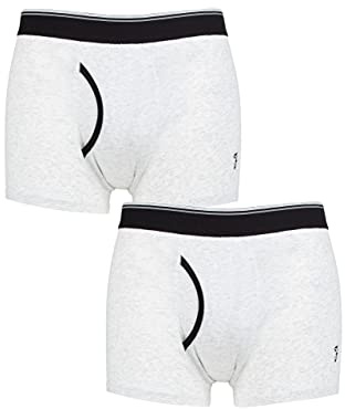 Farah Mens Classic Keyhole Trunks - Plain and Striped Designs, Soft Cotton in a Multipack Pack of 2 Sizes S,M,L,XL,XXL White/Black M