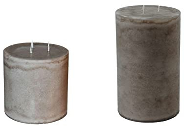 Mehrdochtkerze Stumpenkerze 3 Docht Kerze XXL Groß Riesen Adventskerzen Stein Grau in 2 Größen mit 15 cm Durchmesser Made in Germany (15x15 CM)