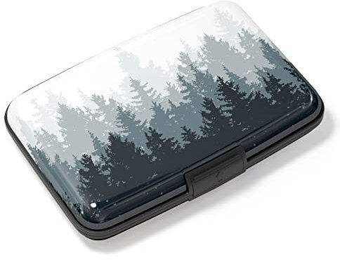 Atufsuat Porte-cartes de crédit, mini portefeuille en aluminium avec blocage RFID - Pour homme et femme, Ink Forest