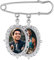 Custom4U Vintage Photo Charme Bouquet de Mariée Personnalisé Broche Épingle avec Photo Gravé Bijoux Garder Mémoire Cadeau Mariage pour Maman Papa