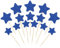 Gyufise 42Pcs Deep Blue Star Cupcake Toppers Glitter Mixed Size Twinkle Little Star Cupcake Picks Decorations for Wedding Engagement Baby Shower Birthday Party Supplies