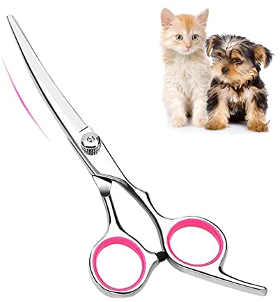 FIBOUND Forbici per Cani,6Forbici da toelettatura per animali domestici,Toelettatura Cani,Curve, Forbice Curva per cani,Forbice Toilettatura Cane,in acciaio inox