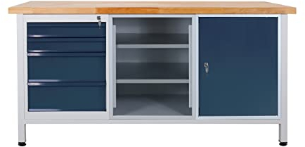 ADB Werktisch, Werkbank, Montagetisch, Packtisch, Werkstatttisch, Arbeitstisch, Long Line, 1 Tür, L 1700 x B 600 x H 840 mm, max. 500 kg