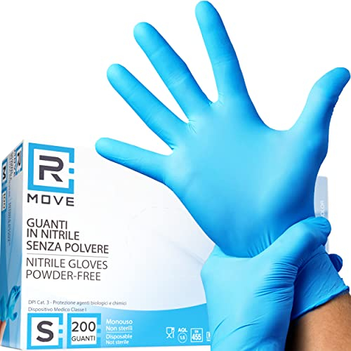 RMOVE 200 Stück Einweghandschuhe Blau S Nitrilhandschuhe Einmalhandschuhe Gummihandschuhe Einweg Medizinische Untersuchungshandschuhe puderfrei (200, Blau, S)